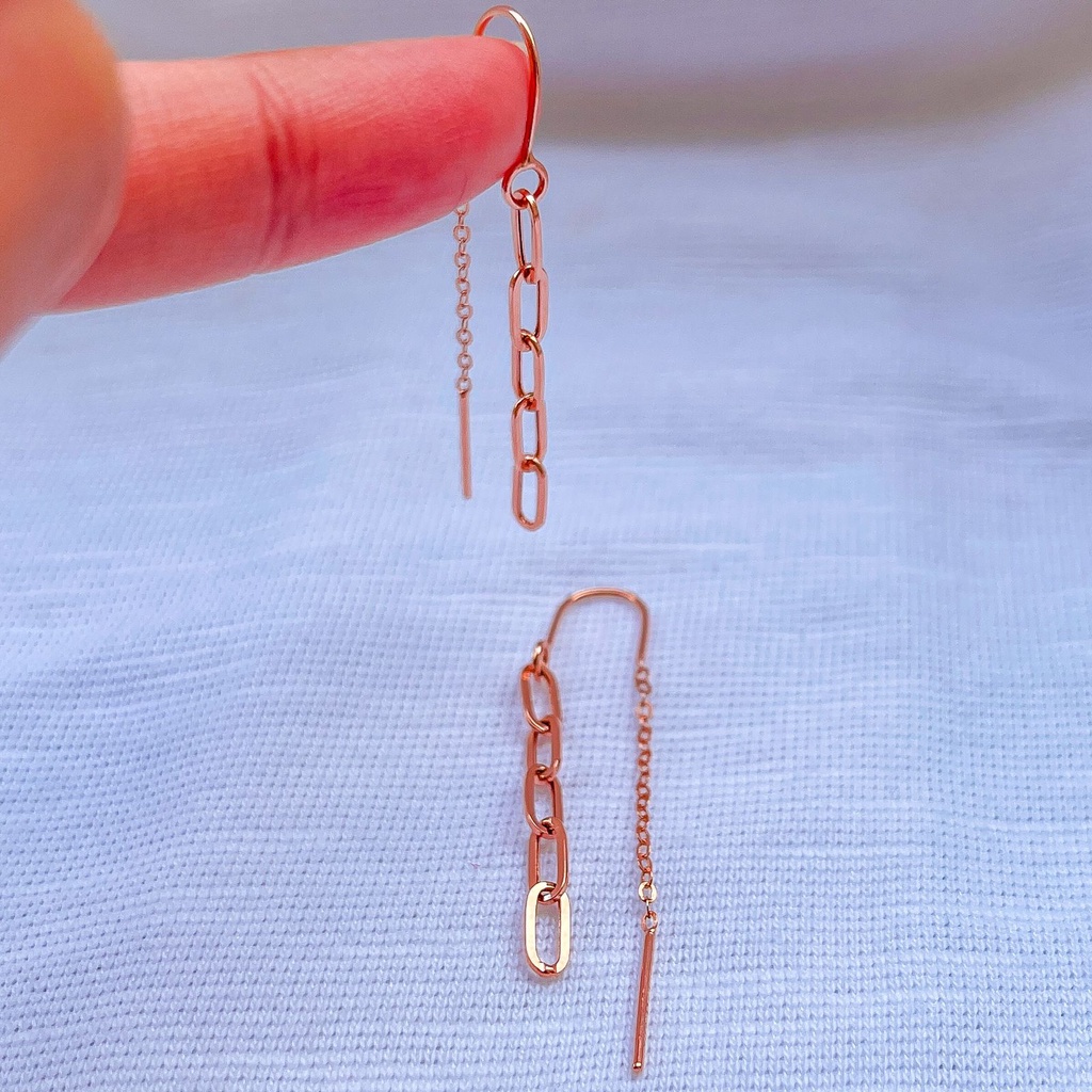 Anting anak dan dewasa emas asli kadar 750 75% 17k giwang desi gantung paperclip klip katena tali diana rosegold ringan besar 1 satu gram gr g itali vensi terbaru