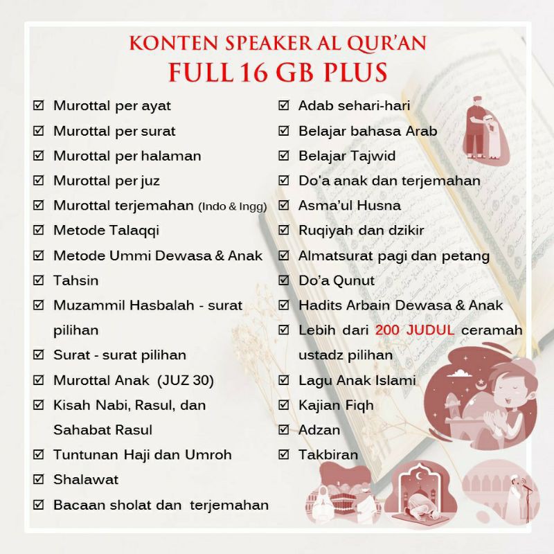 (HANYA CHIP SAJA + BUKU PANDUAN) Chip murottal speaker alquran/memori 16gb C10 original + BUKU