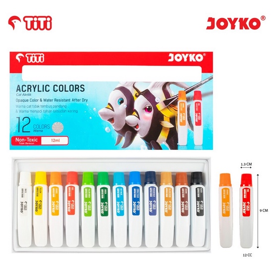 

Joyko Titi Cat Acrylic Akrilik 12 warna x 12 ml - Original & Berkualitas