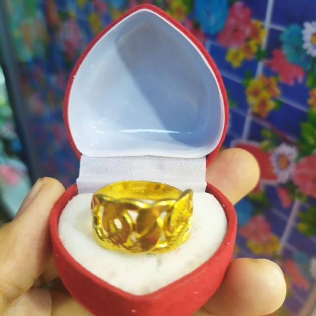 Cincin emas lapis pagi sore kadar 100 mg emas pm 999