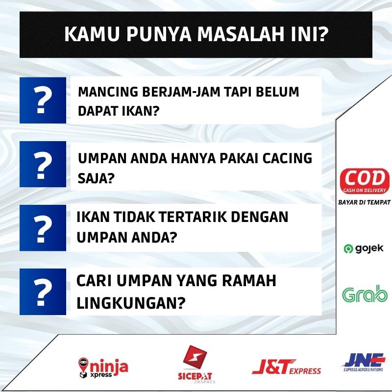 Umpan Pancing Jitu Penarik Ikan Bubuk Pemancing Mancing Essen Essence Super Adiktif DMPT Stimulant Perangsang Pemikat Ikan Mas Babon Nila Bawal Lele Patin Baung Toman Mujair Mujaer Gabus Bandeng Laut Original Paket Umpan Ikan Umpan Casting Vanili Jerman