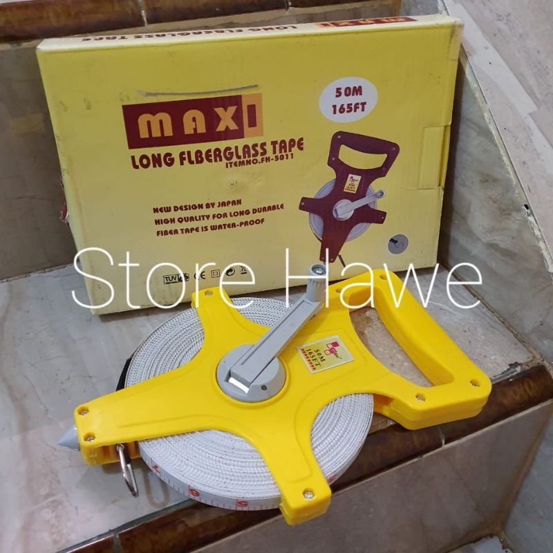 Meteran Fiber 50m MAXI/Meteran Roll/Meteran Tancap