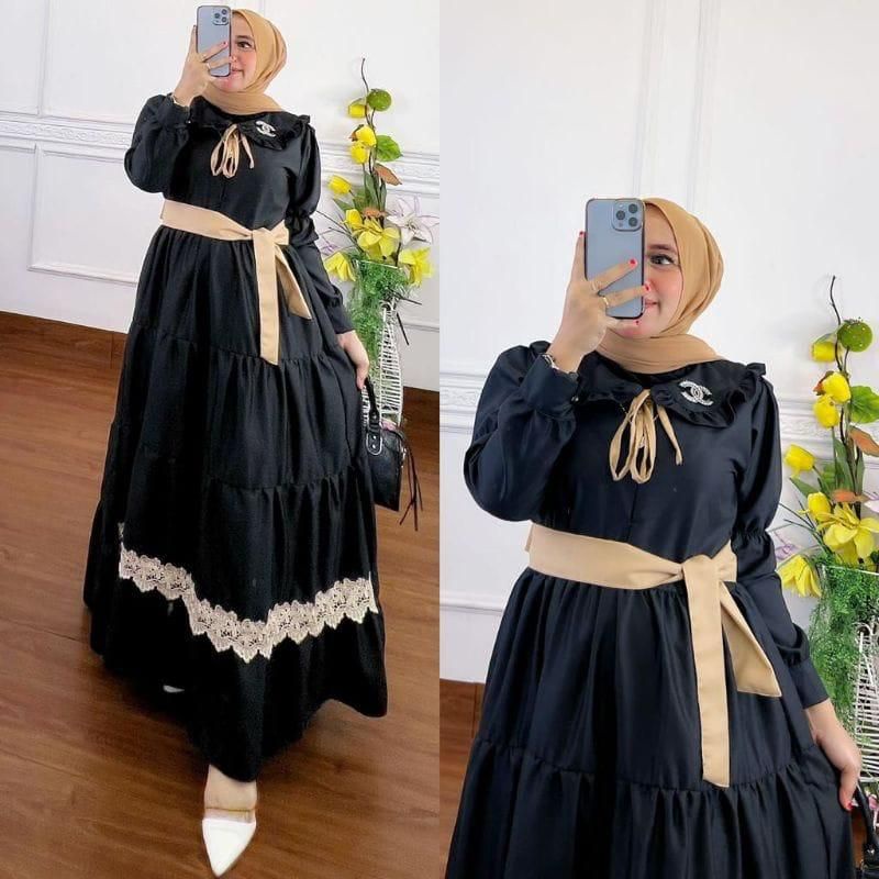 DRESS MUSLIM, baju wanita, baju gamis, dress, gamis, Baju gamis, fashion wanita, Wulan Dress (plus Bross)