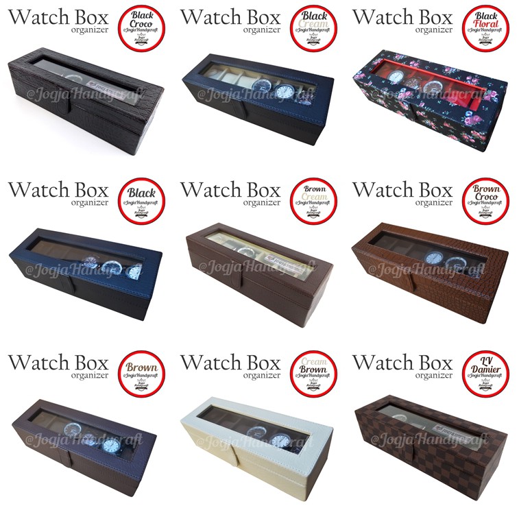 TERMURAH FULL COLOR KOTAK TEMPAT JAM TANGAN ISI 6 / WATCH BOX ORGANIZER