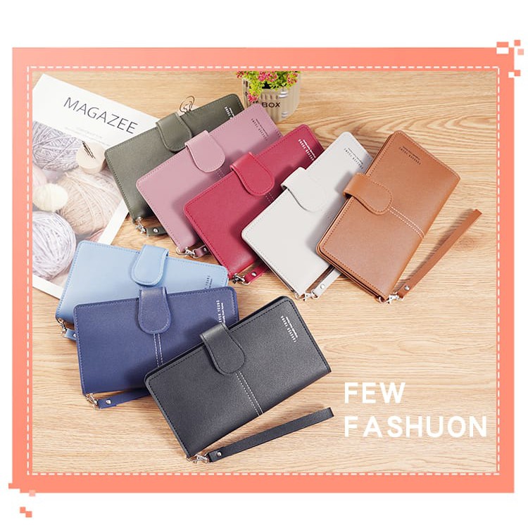 (COD) Dompet Wanita Dompet Panjang Dompet Kulit Lipat Women Wallet Pocket Import Quality