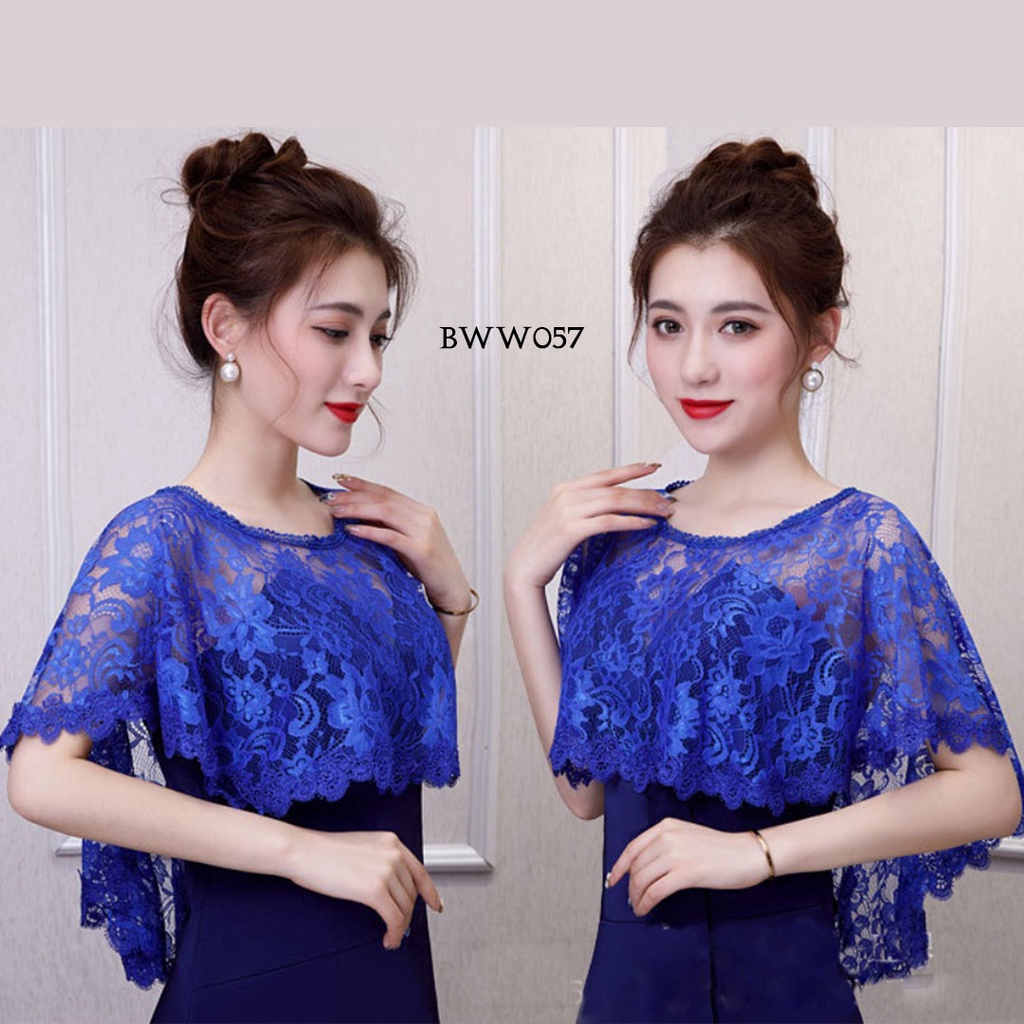 [BISA COD] AKSESORIS WEDDING BOLERO PENGANTIN RENDA BROKAT BWW057