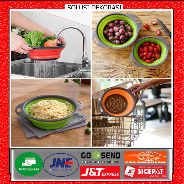 PAKET 2 PCS Saringan Wadah Silicon Elastis - Saringan Pencuci Sayur Dan Buah Cara Simple