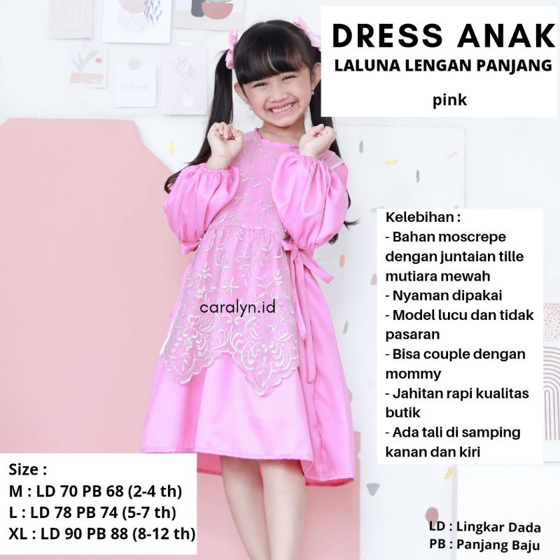 DRESS BRUKAT ANAK LALUNA LENGAN PANJANG DRESS PESTA