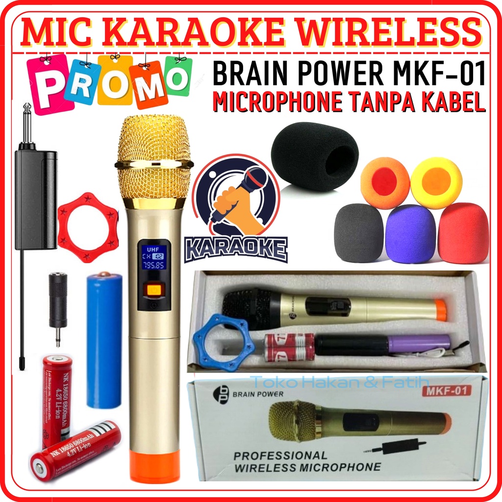 Mikrofon Wireless Single Brain Power MKF-01 - Mic Profesional Wireless Microphone mic tanpa kabel Br