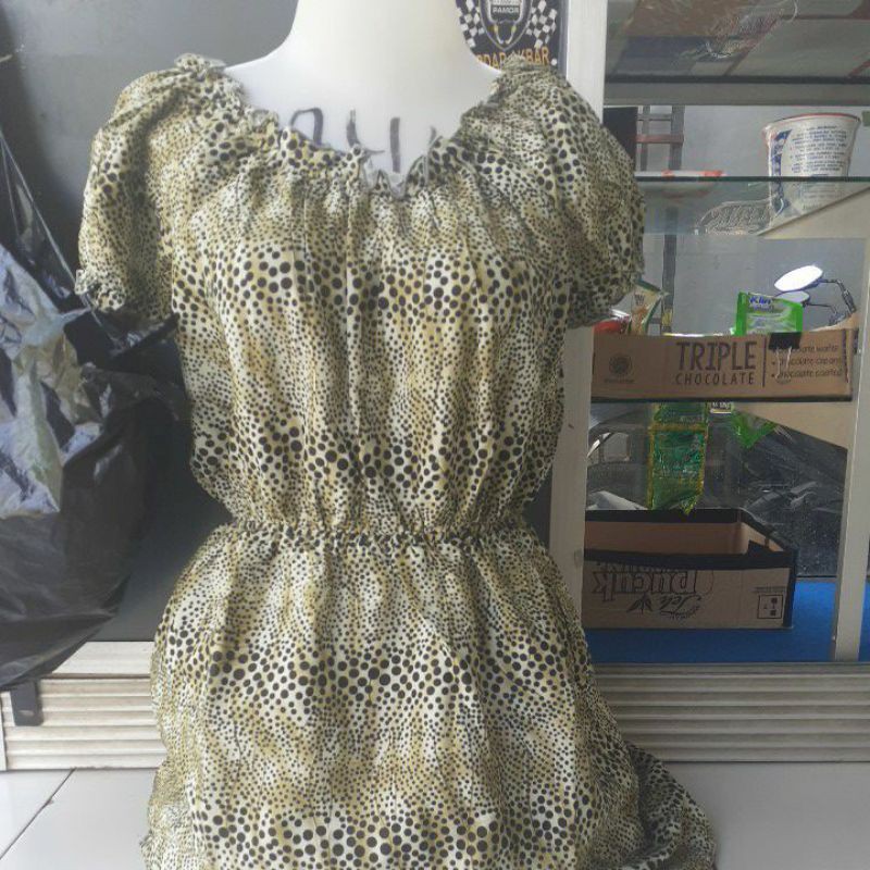 dress wanita motif macan