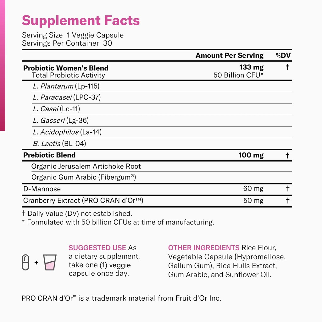 Probiotic &amp; Prebiotic Physician Choice For Women 50 Billion CFU Organic - Probiotik 30 Cap ORI USA