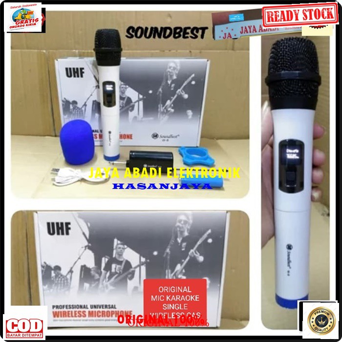 G76 MIKROPHONE SOUNDBEST WIRELESS UHF SINGLE RECEIVER CAS CASAN MINI PROFESIONAL PRO KARAOKE AUDIO SOUND SYSTEM VOKAL PANGGUNG DJ STUDIO ADA BONUS BUSA DAN KARET ANTI JATUH MICNYA BISA DIGUNAKAN SEGALA JENIS AUDIO SUARA BAGUS COCOK BUAT ACARA