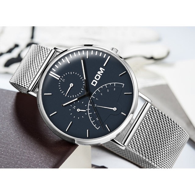 JAM TANGAN PRIA DOM LUXURY BRAND WATCH MULTI FUNGSI SPORT WATERPROOF TALI MESH BELT ANTI AIR
