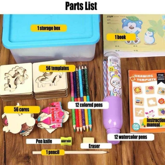 

Stencil Drawing Set Template Menggambar Mainan Edukasi Anak