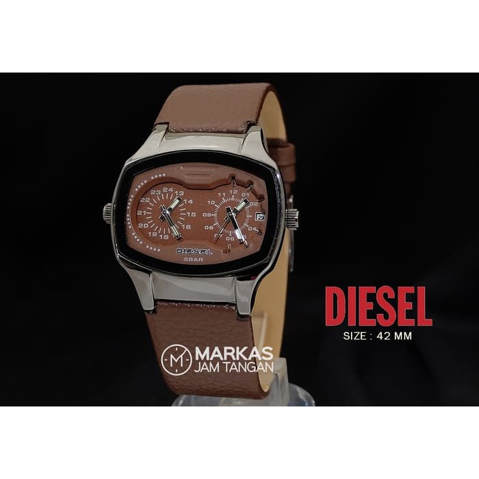 Jam Tangan Pria Diesel Dual Time Leather Strap | MRKS