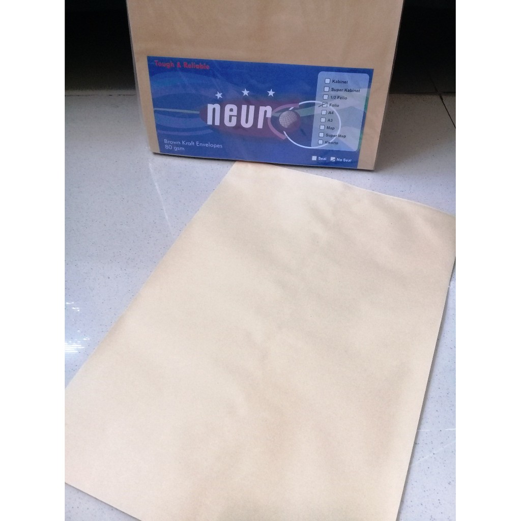 

Amplop Coklat Folio Brown Kraft Envelopes 80 gsm 100 lembar