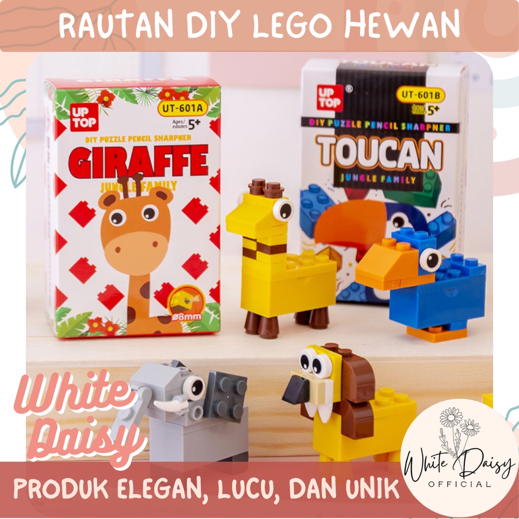 

Rautan Lego Hewan Peruncing Animal Gajah Jerapah Singa Tukan Serutan DIY Sharpener