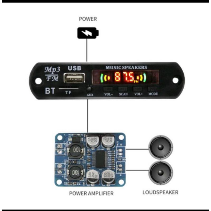 Mp3 Kit Modul Bluetooth 5.0 USB AUX Fm Ridio 12V Original VTF-108BT VIRE