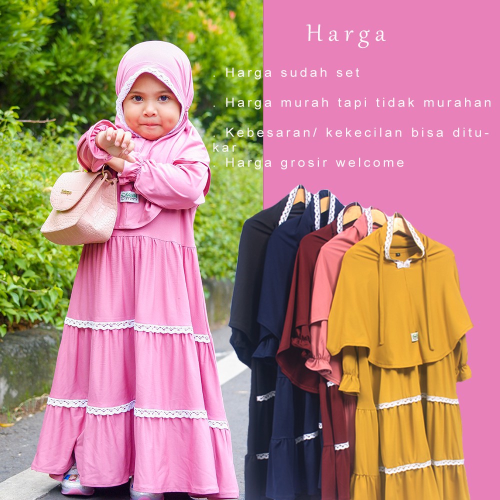 Salim moslem -Gamis anak perempuan / Baju muslim anak perempuan usia 1-8 tahun&quot;Model3&quot;