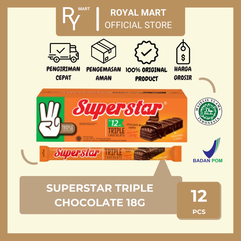 

Wafer Superstar Triple Chocolate Box 18gr x 12pcs