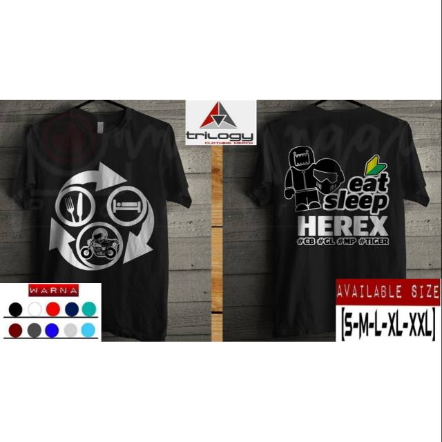 Kaos Distro Eat Sleep Herex Keren Desain Keren Sablon Depan Belakang Shopee Indonesia