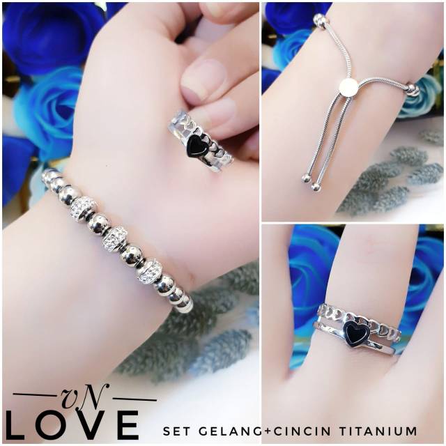 Titanium gelang dan cincin 1818h