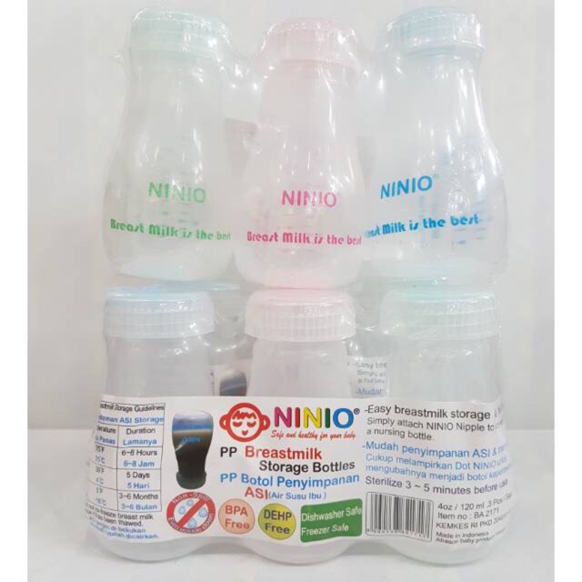 Ninio Botol Asi isi 3 BPA Free Breast Milk Storage