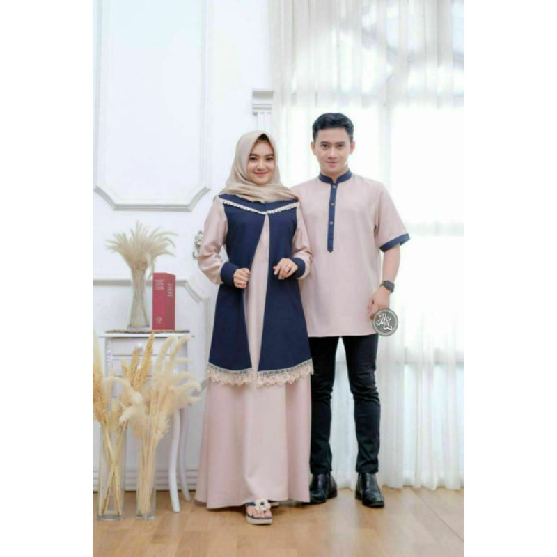 Gamis Couple koko muslim modrn premium High Quality.Baju koko.Gamis renda