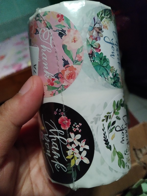 500pcs Stiker Segel Kotak Tisu Desain Bunga Thank You 8 Warna Ukuran 2 Inch