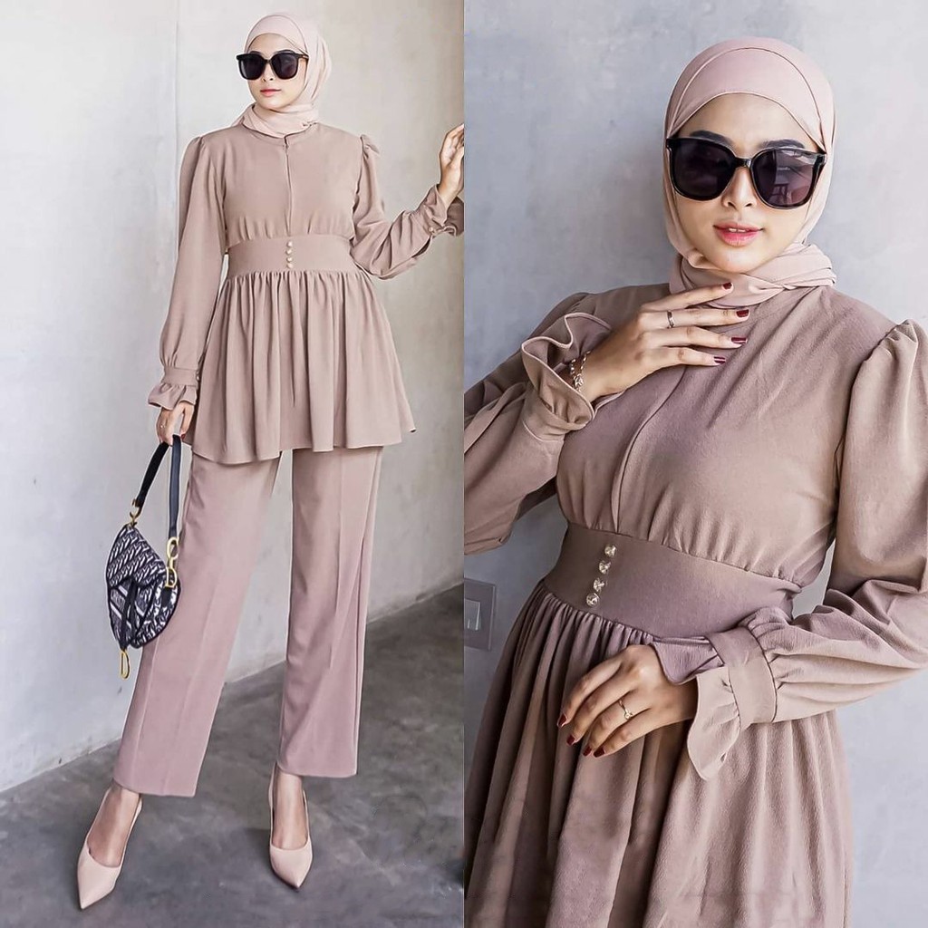 Rassi One Set Setelan Baju Muslim Wollycrepe Fashion Wanita Terlaris