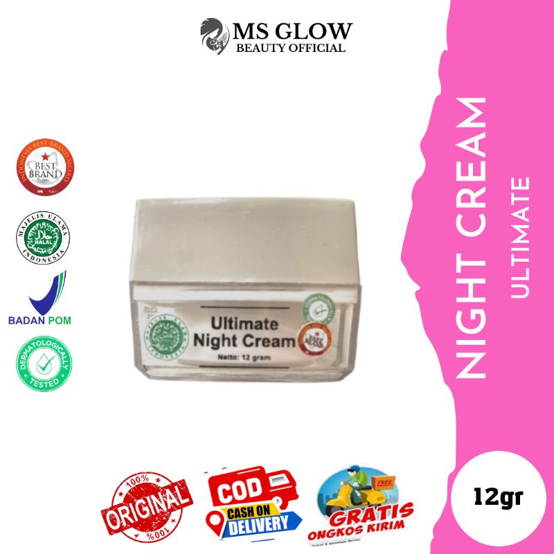 ultimate night cream ms glow/ms glow ultimate night cream/krim flek hitam/krim malam ultimate ms glo