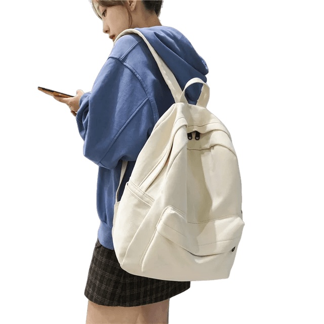 Backpack Mahasiswa Wanita Ransel Takesan Wanita Vintage Tas Sekolah Gadis Remaja Lucu Ransel Fashion Wanita Tas Mewah Buku-Putih