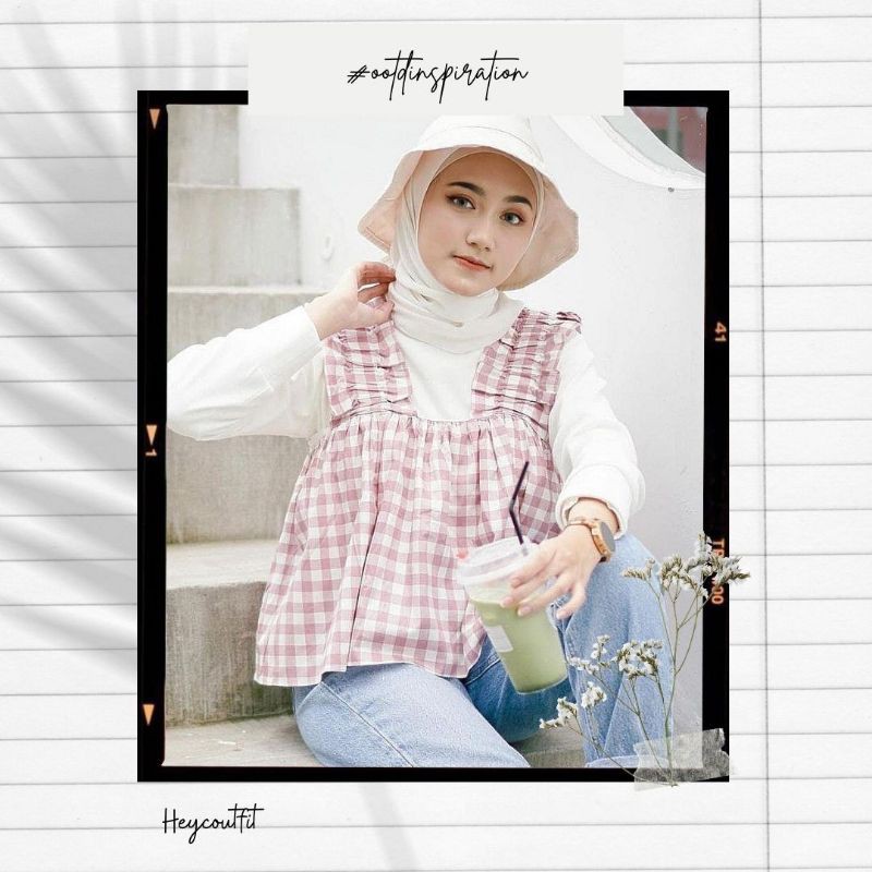 Outer Polos Wanita Outer Wanita Murah Outerwear Wanita Outer Kotak Kotak Outer Panjang Outerwear