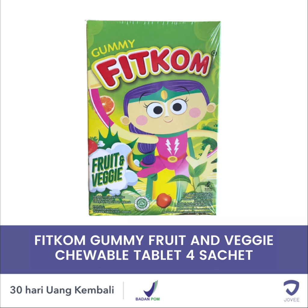 FITKOM GUMMY FRUIT AND VEGGIE CHEWABLE TABLET 5 SACHET - Multivitamin anak - JOVEE-4 Sachet