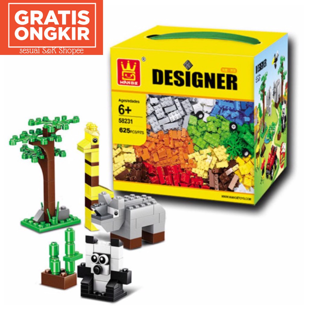 Mainan Edukasi Anak Balok Block Puzzle Wange Designer Sejenis Lego Blok Brick Usia Umur 3 4 5 6 Tahu