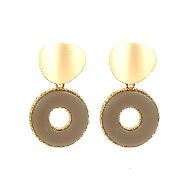 LRC Anting Tusuk Fashion Circle Acrylic Earrings F5336X