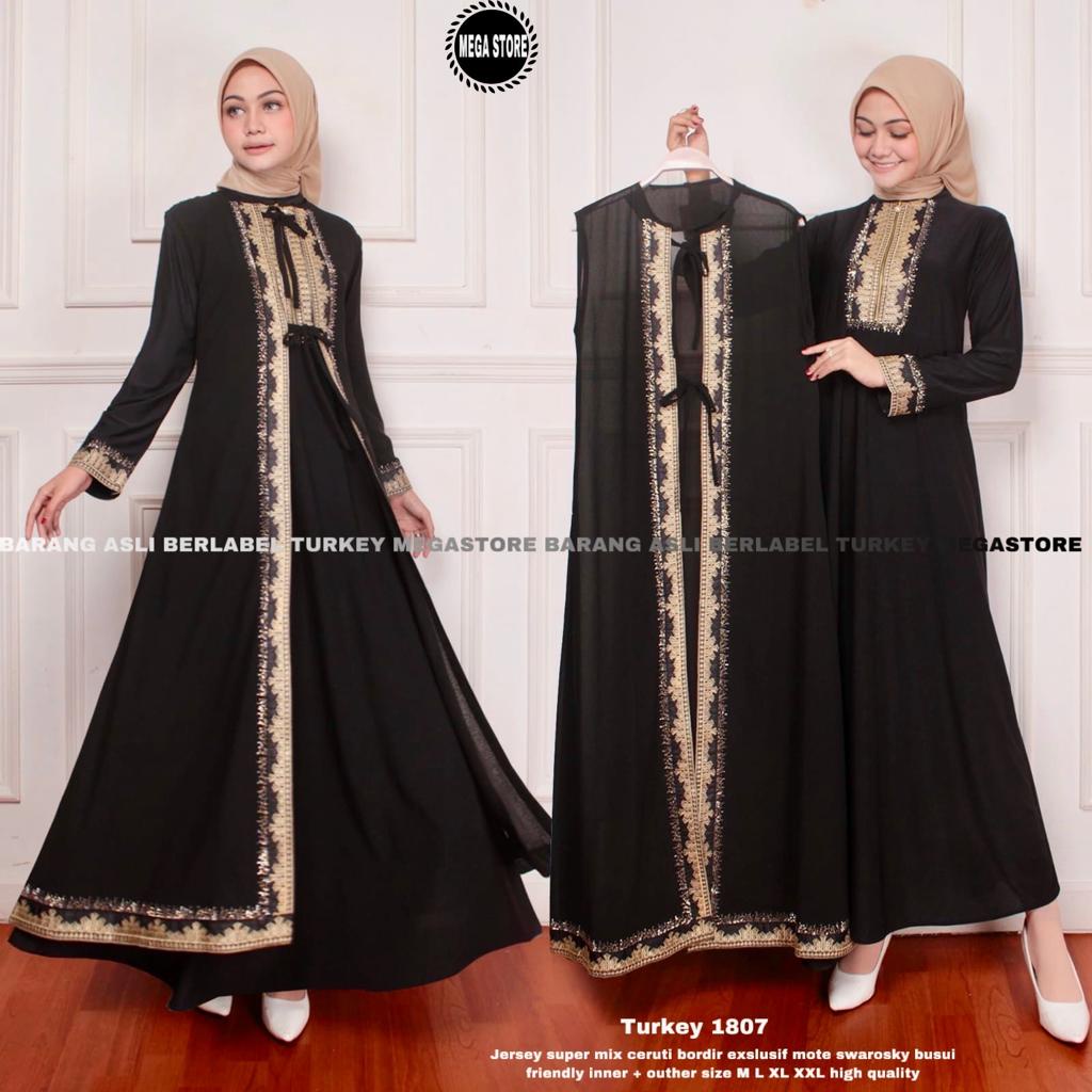 TERBARU TERMURAH 100% ORIGINAL Abaya Turki Hitam Khas Arab Bordir Import Mote Swarovsky High Quality