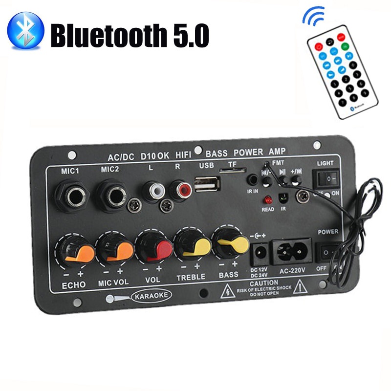 Amplifier Board Karaoke Audio Bluetooth USB FM Radio TF Player Subwoofer