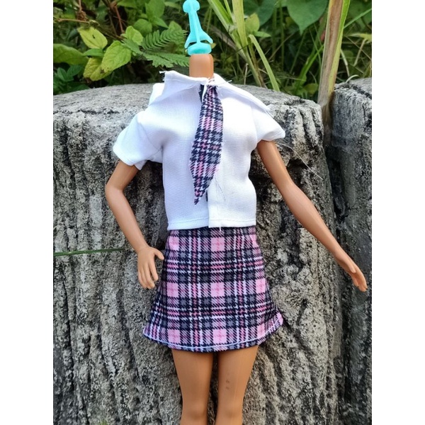 baju sekolah boneka berbi cewek 30cm