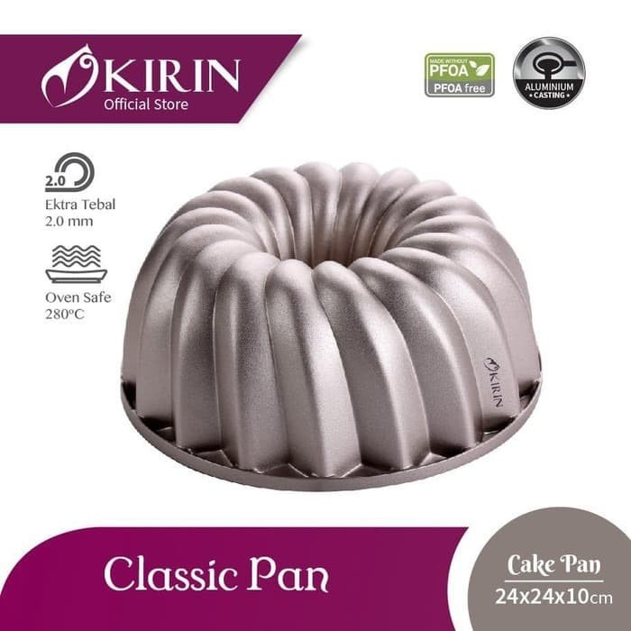 KIRIN Loyang Bolu Prem Cake Pan Die Cast - CLASSIC CHAMP GOLD