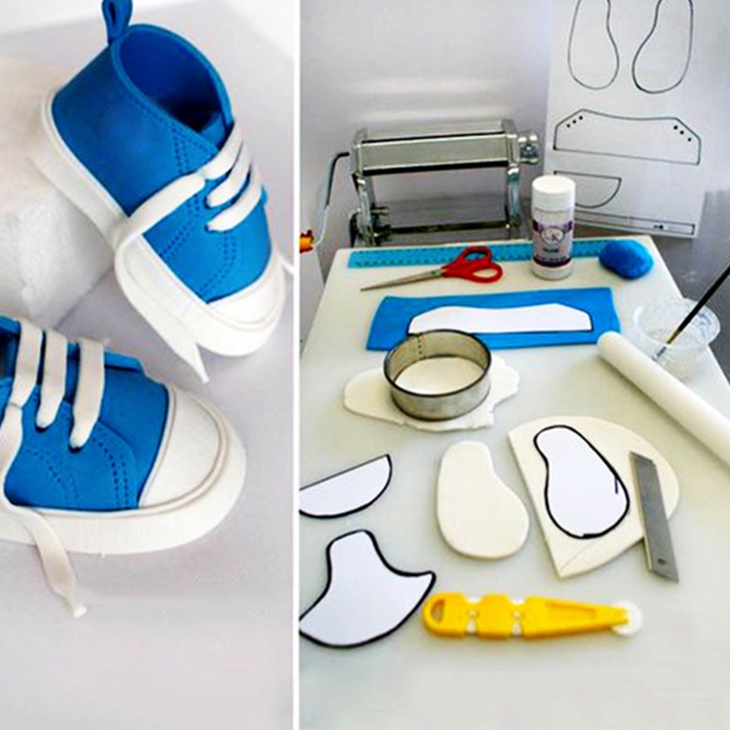 6Pcs / set Cetakan Kue Bentuk Sepatu Sneakers 3D Untuk Dekorasi Baby Shower