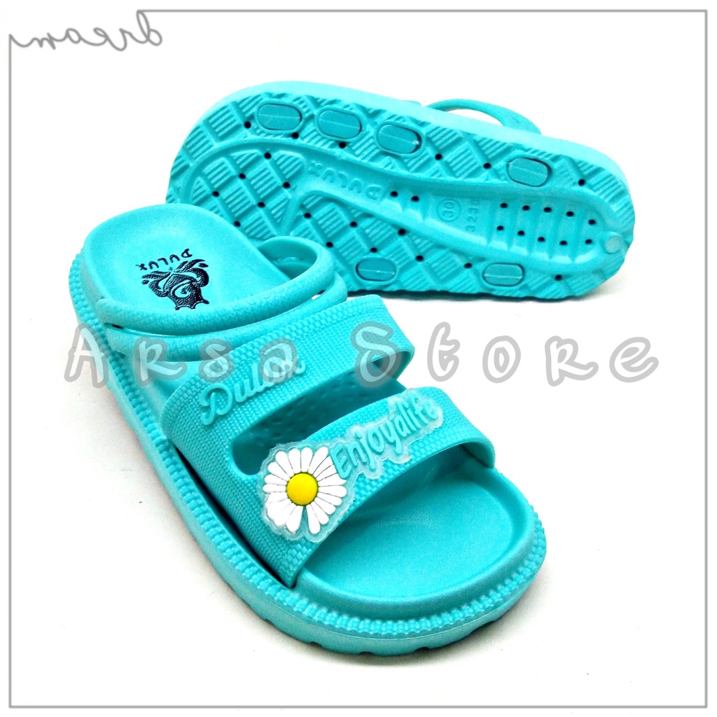 Sandal Selop Anak Perempuan / Sendal Ban Dua Anak Remaja Cewe dan Wanita Dewasa Motif Bunga 24 - 40