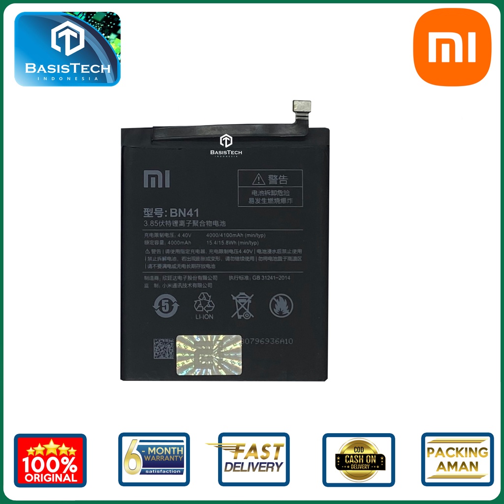 BATERAI XIAOMI REDMI NOTE 4 MEDIATEK - BN41 - ORI