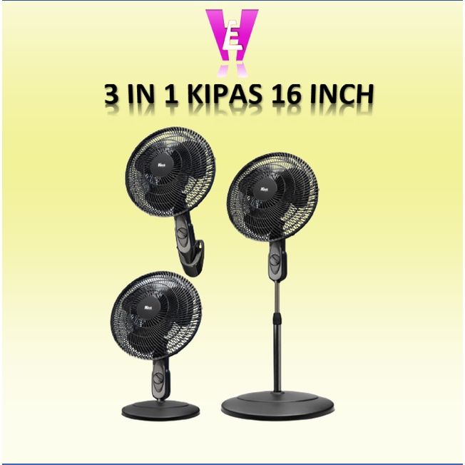 KIPAS ANGIN 3 IN 1 16 INCH / KIPAS BERDIRI / MEJA / TEMBOK