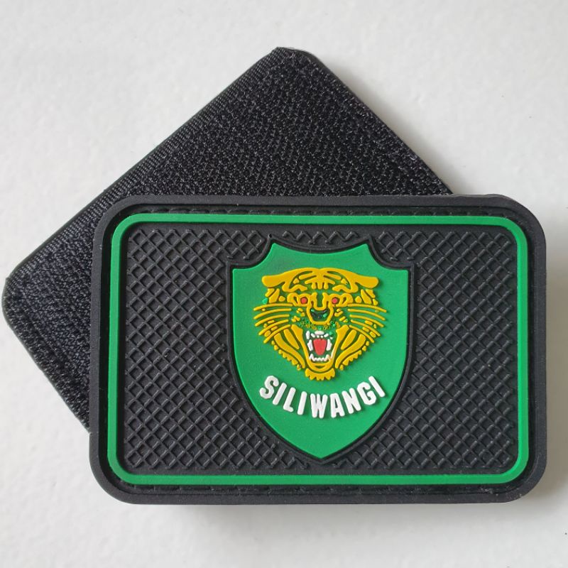 PATCH RUBBER LOGO SILIWANGI LIS HIJAU/TEMPELAN EMBLEM KARET VELCRO TNI-AD