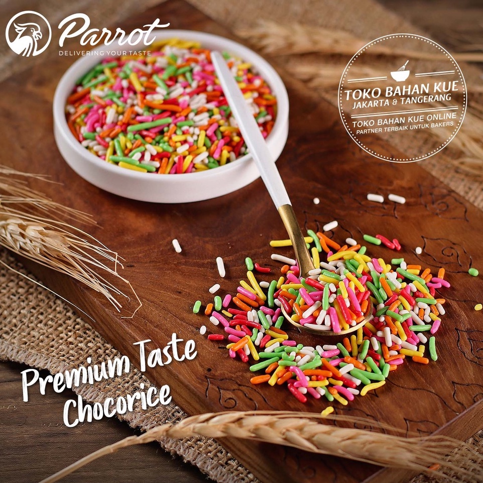 

Parrot - Meises NURI RAINBOW 100gr Meses Mix Warna-Warni Chocolate Sprinkle Mesis Premium