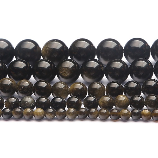 32-89 pcs Hot Jual Natural Golden Obsidian Stone Beads, Diameter 4/6/8/10/12mm, Diameter lubang sekitar 1mm, untuk Membuat Perhiasan DIY Strand