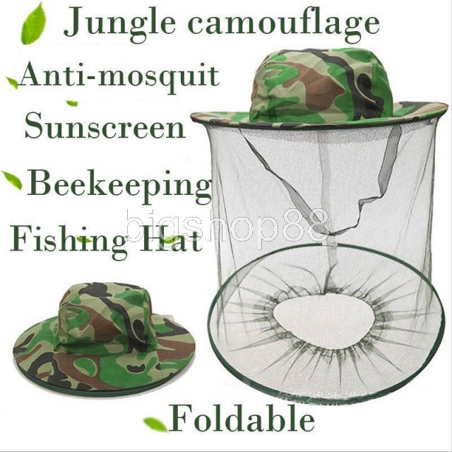 bigshop88 - Topi Camo Jaring Topi Lebah Topi Anti Serangga Topi Jaring Lebah Topi Jaring Nyamuk Topi Mancing Topi anti Nyamuk Topi Anti lebah