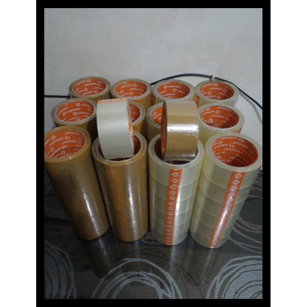 

Lakban Aurapack 50 Meter Bening/Coklat Isi 72 Roll Sale