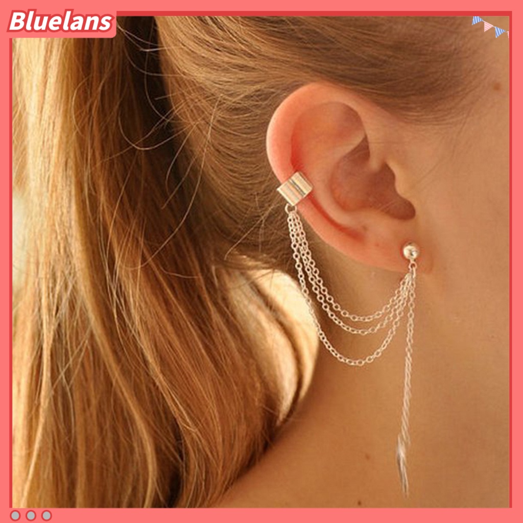 Bluelans Earrings Fashion Metal Chain Leaf Shape Female Dangle Earrings
